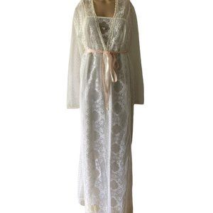 Vintage Jennifer Dale 1970's Robe and Nightgown Set Size 13